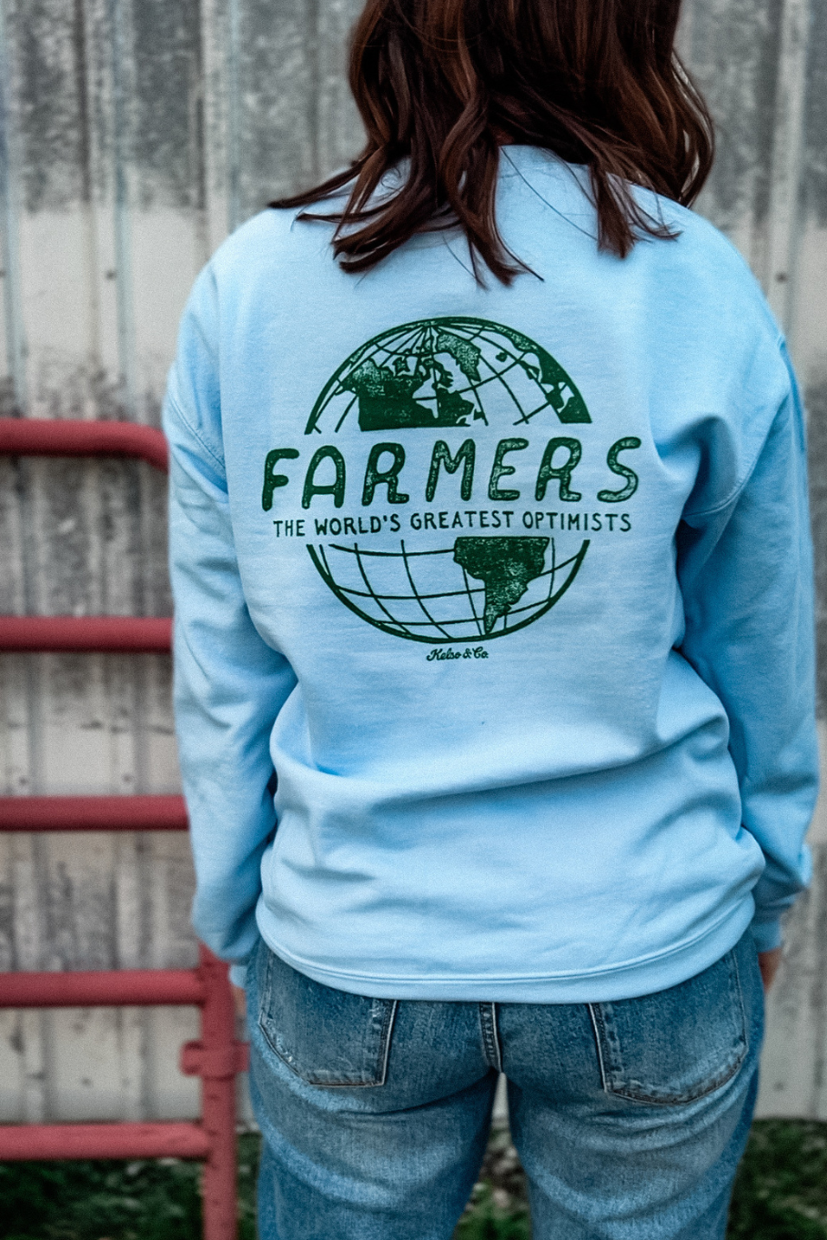 farmers - the world's greatest optimists farm graphic sweatshirt