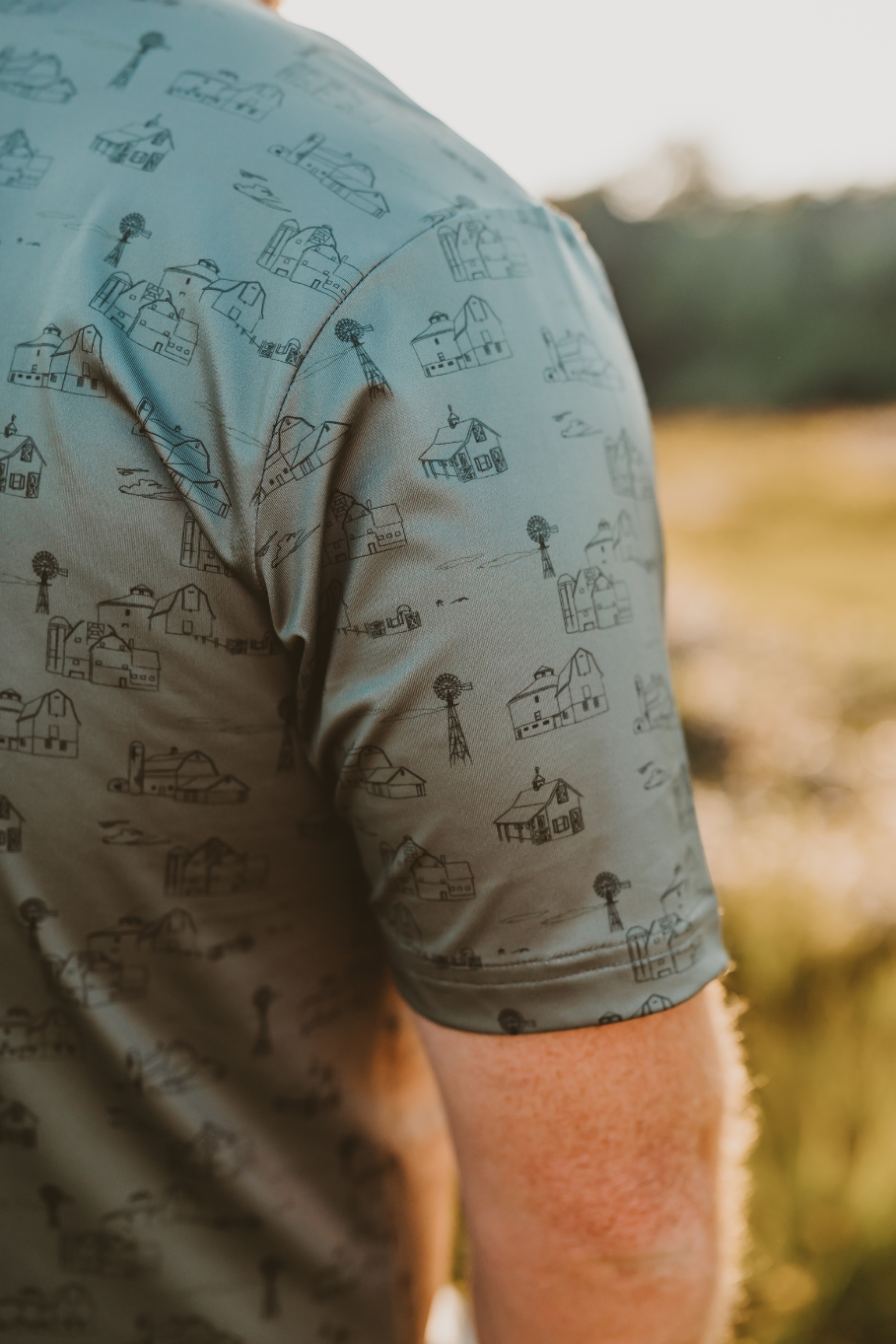 Country Views in Forest Green Men's Polo