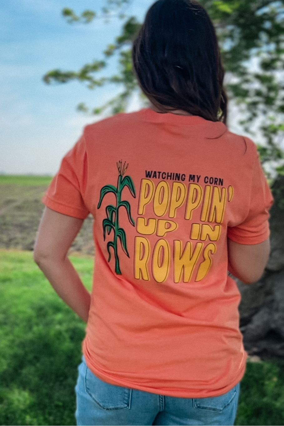 Poppin' Up in Rows Graphic Tee in Orange