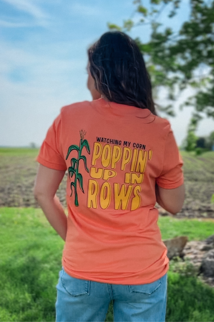 Poppin' Up in Rows Graphic Tee in Orange