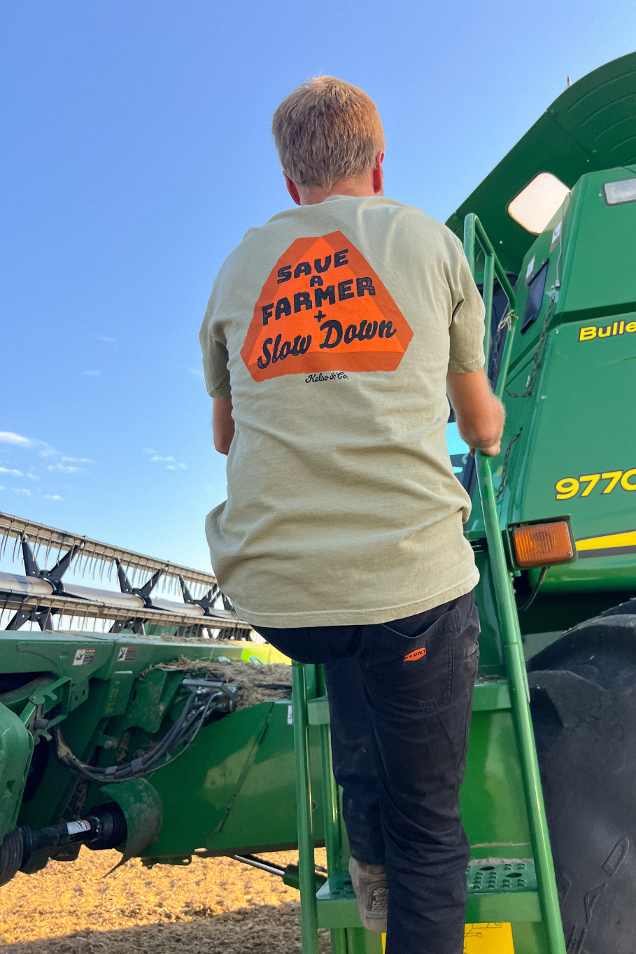 Save a Farmer Graphic Tee in Khaki