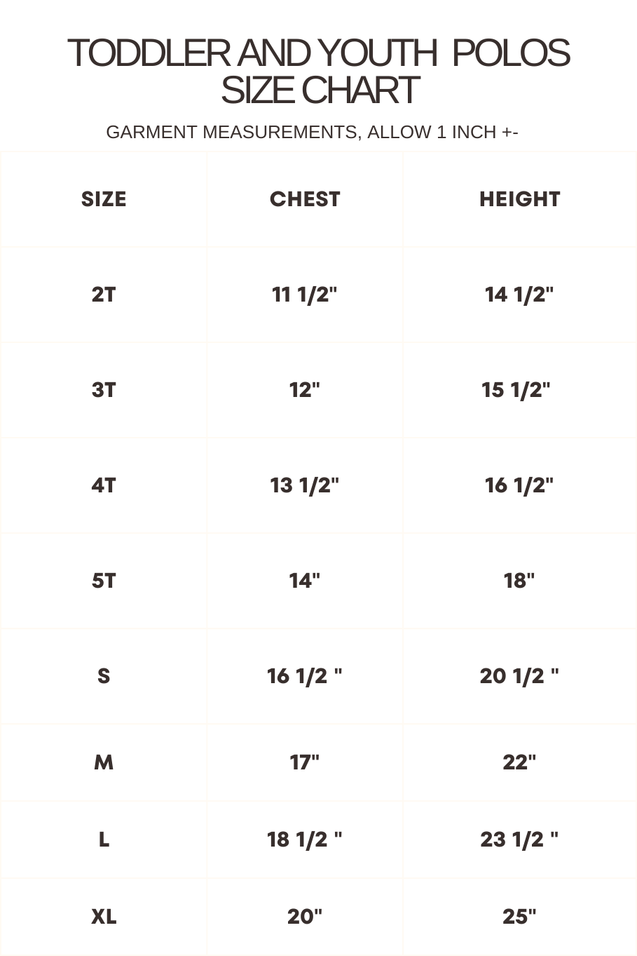 Size chart