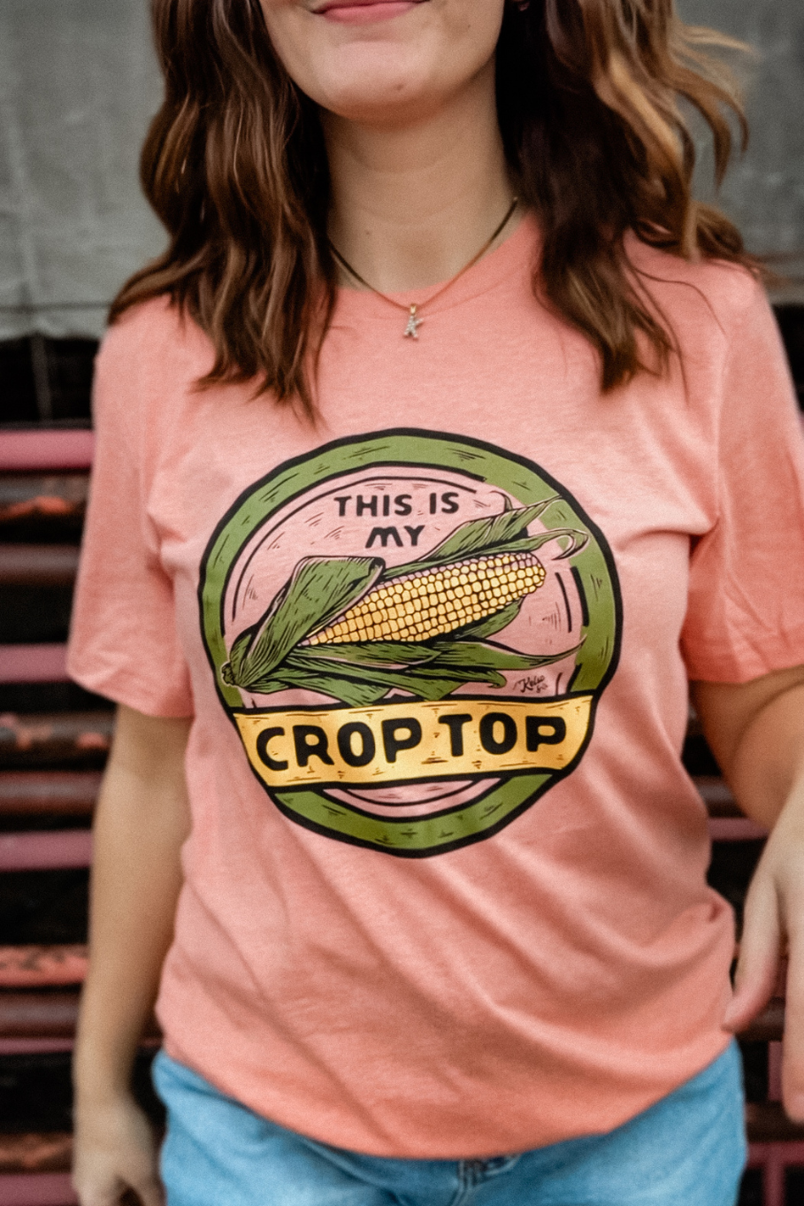 this is my crop top coral farm graphic tee