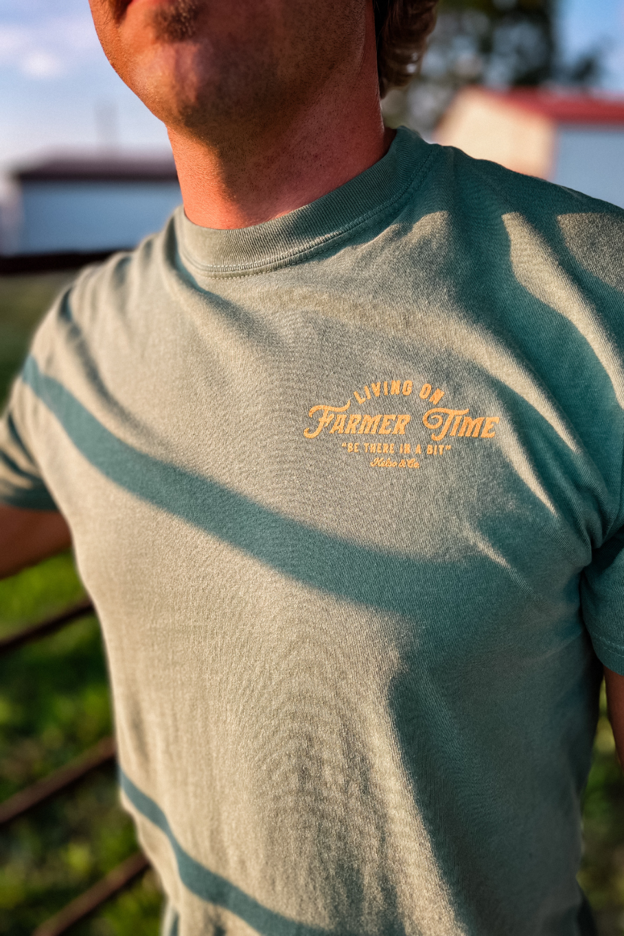 Living On Farmer Time Graphic Tee in Light Green