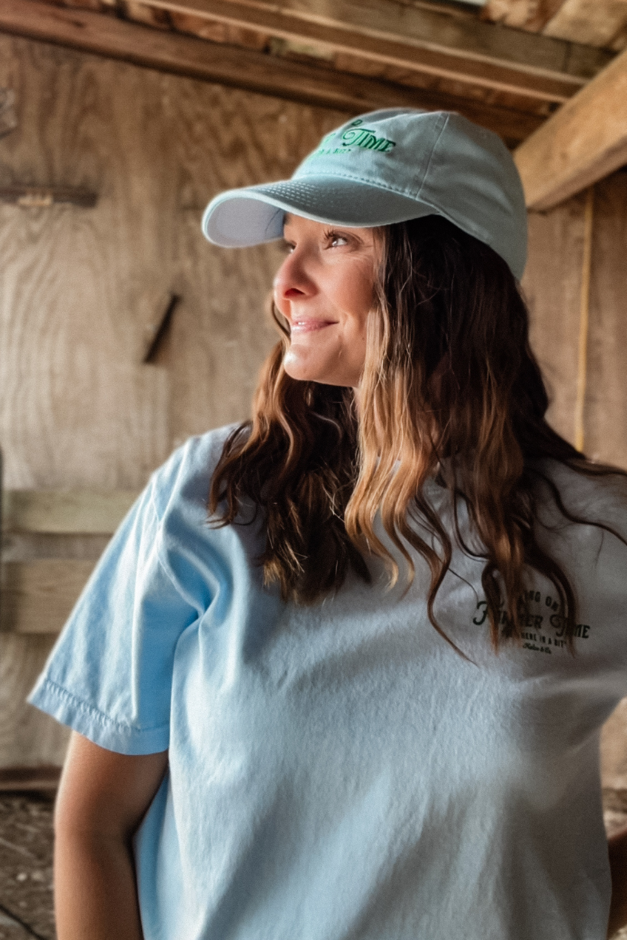 Living On Farmer Time Dad Hat in Light Blue