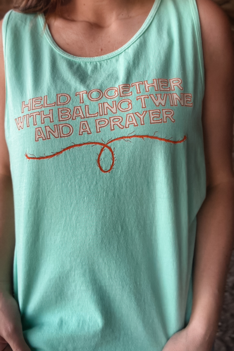 baling twine graphic tank top