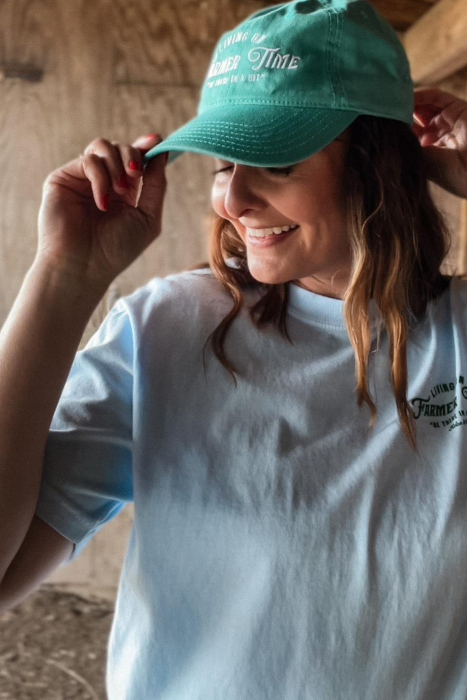 Living On Farmer Time Dad Hat in Turquoise