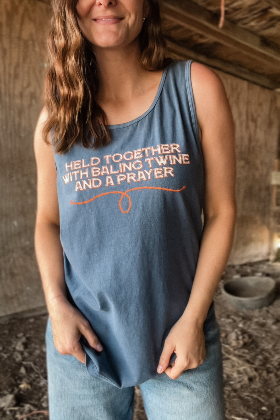 baling twine graphic tank top western graphic tanks