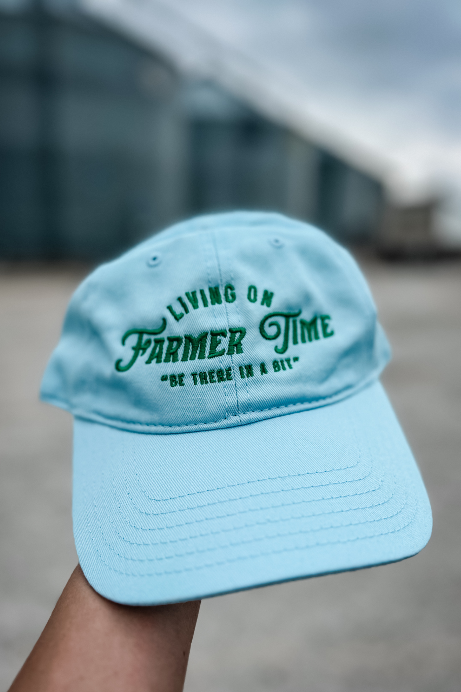 Living On Farmer Time Dad Hat in Light Blue