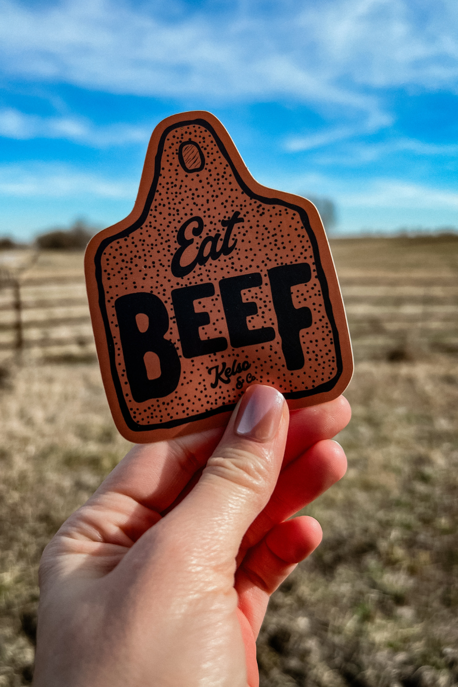 eat beef cattle tag sticker