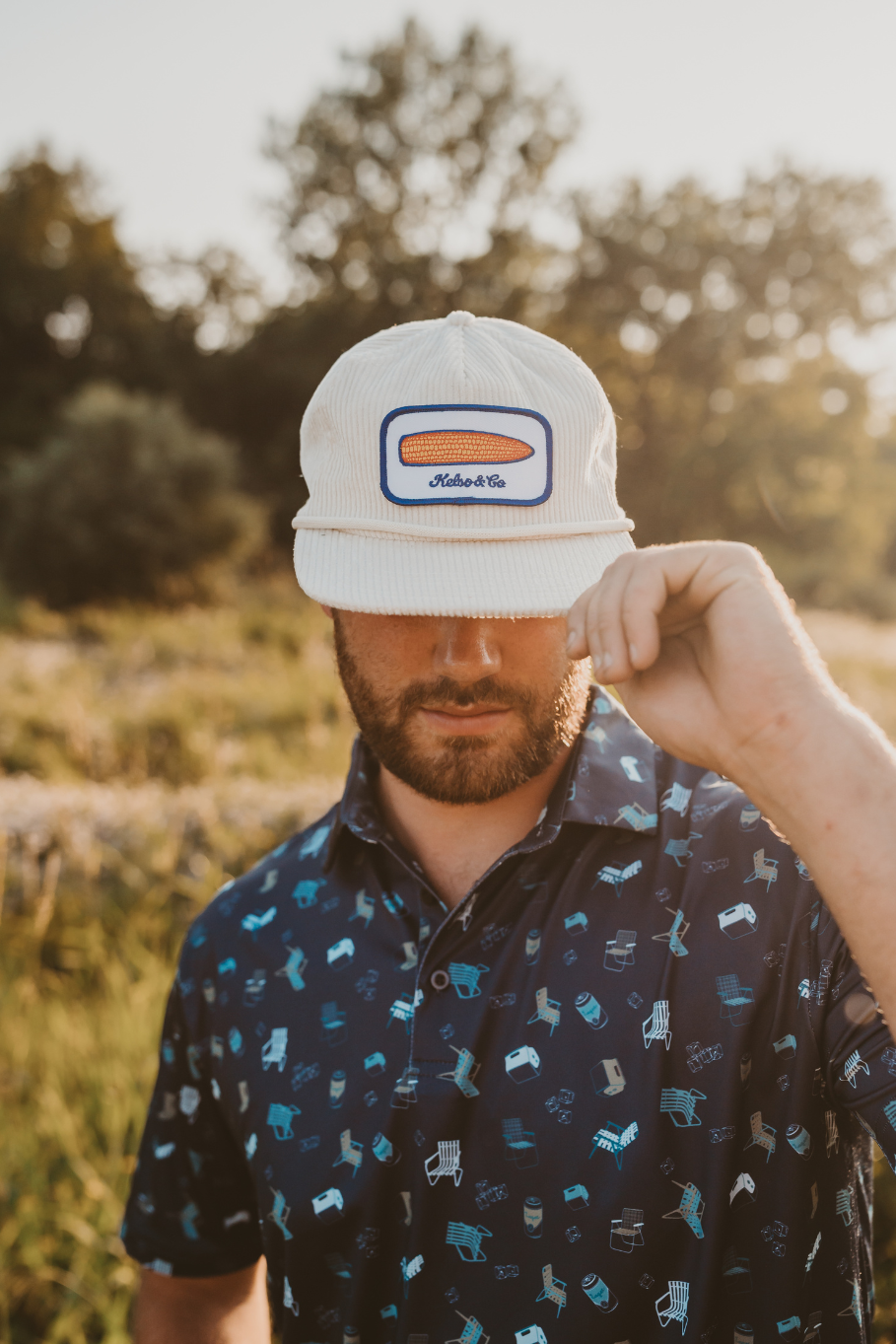 Ivory Corded Kelso & Co Patch Hat