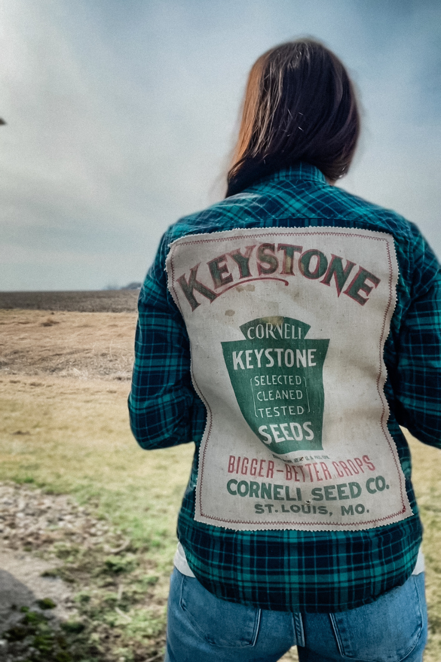 Size XS Upcycled Flannel- Keystone Seeds - Rosebud&#39;s Tees
