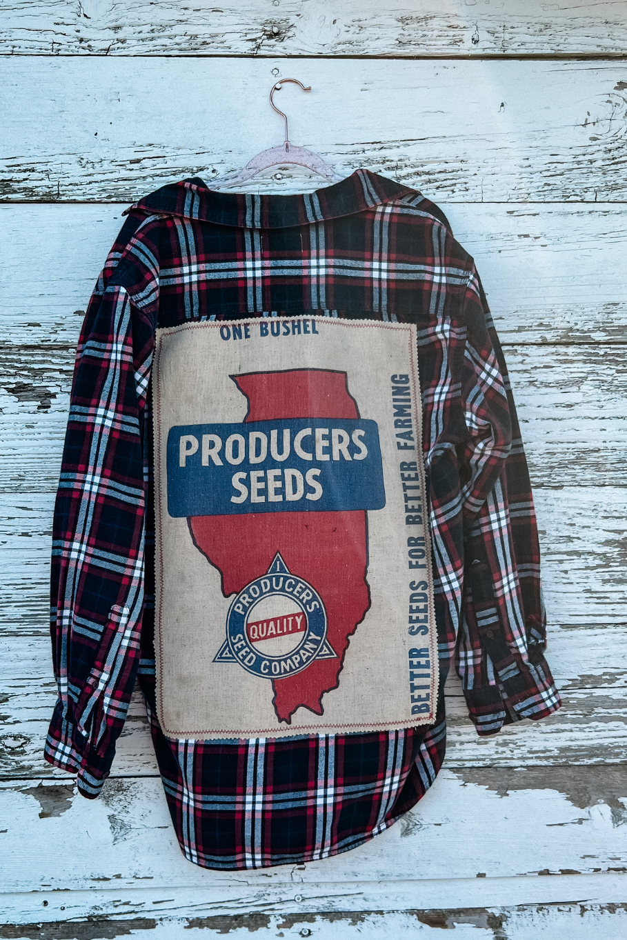 Size Large Upcycled Flannel- Producer&#39;s Seeds - Illinois
