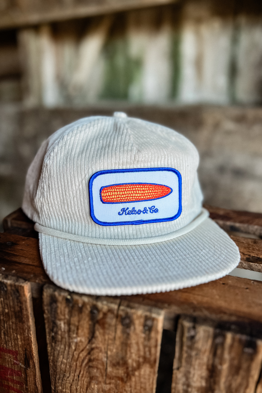 Ivory Corded Kelso &amp; Co Patch Hat