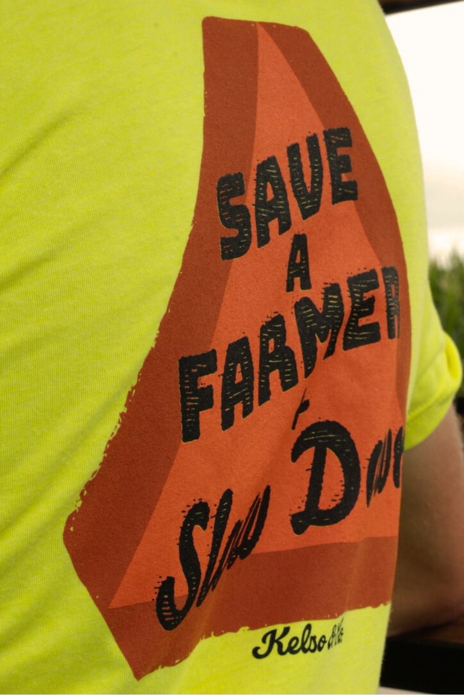 Save A Farmer Graphic Tee - Neon Yellow