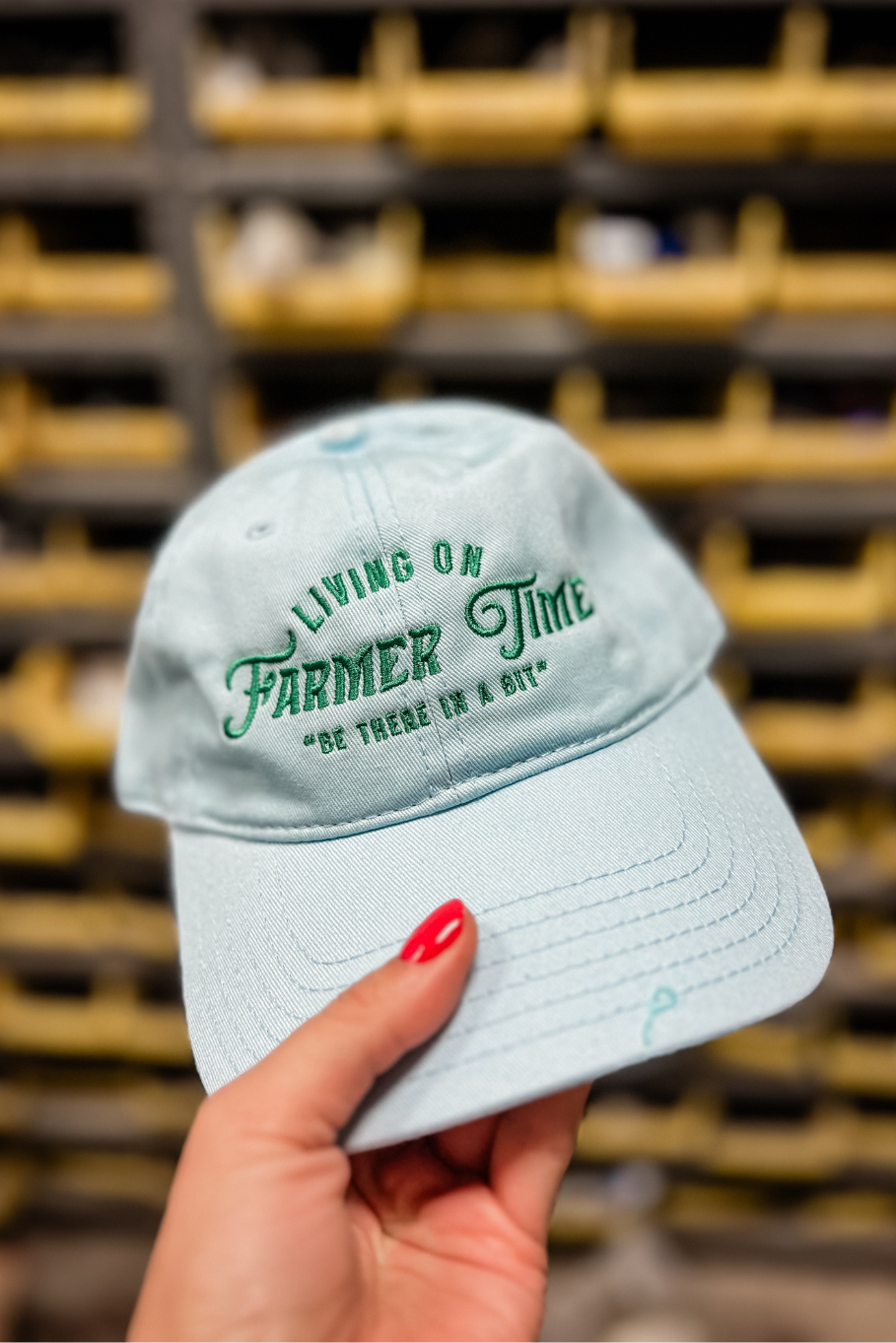 Living On Farmer Time Dad Hat in Light Blue