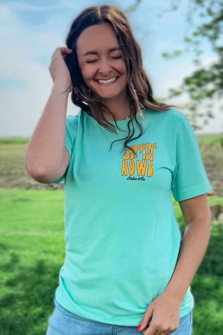 Poppin' Up in Rows Graphic Tee in Mint