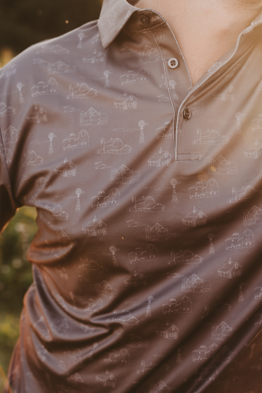 Country Views in Brown Men's Polo Country Views in Brown Men's Polo