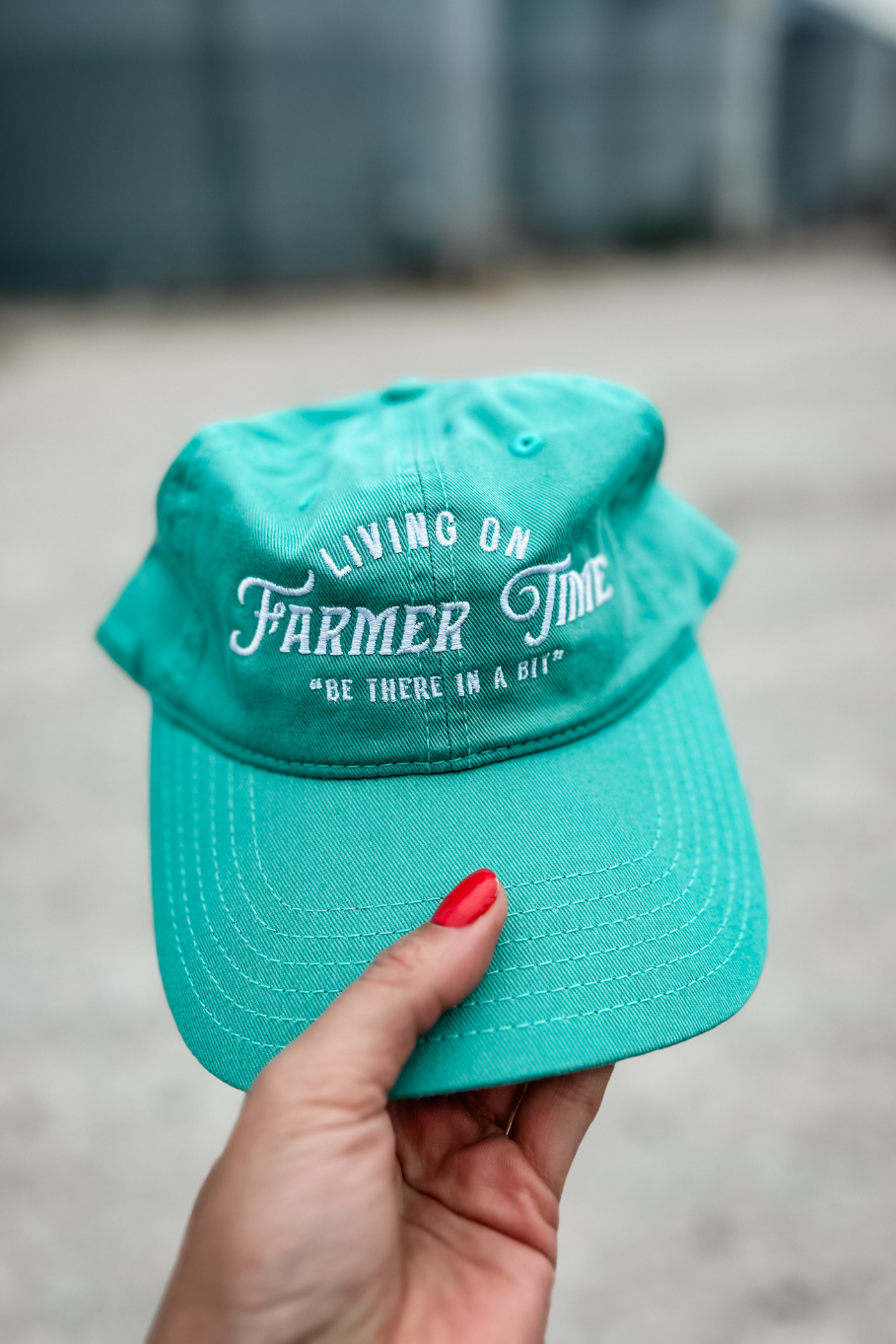 Living On Farmer Time Dad Hat in Turquoise