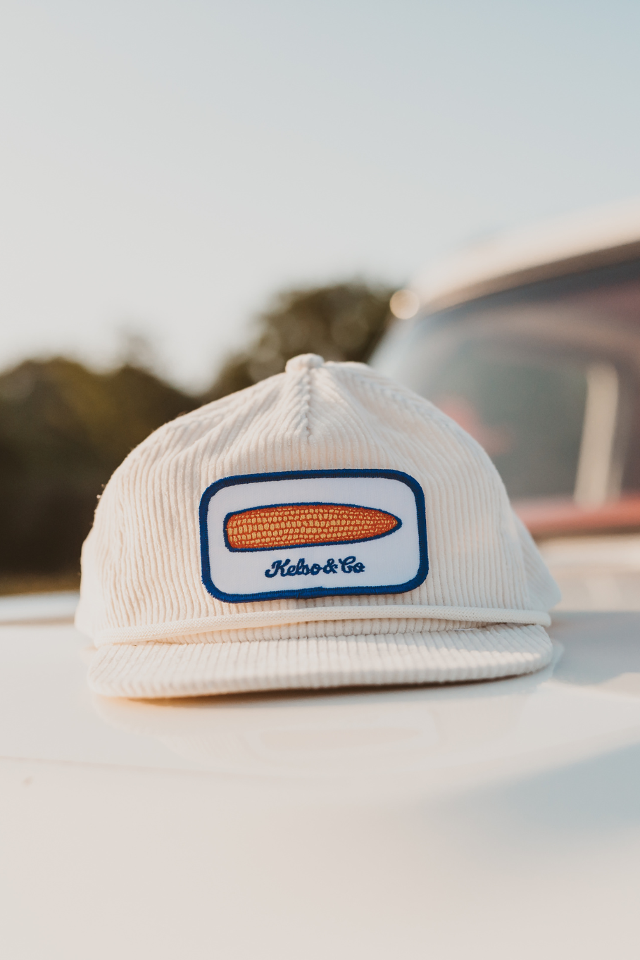 Ivory Corded Kelso &amp; Co Patch Hat