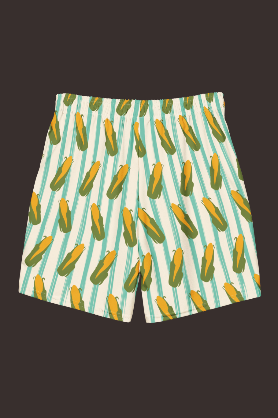 Aqua and White Stripe Corn - Men&#39;s swim trunks - Made to Order