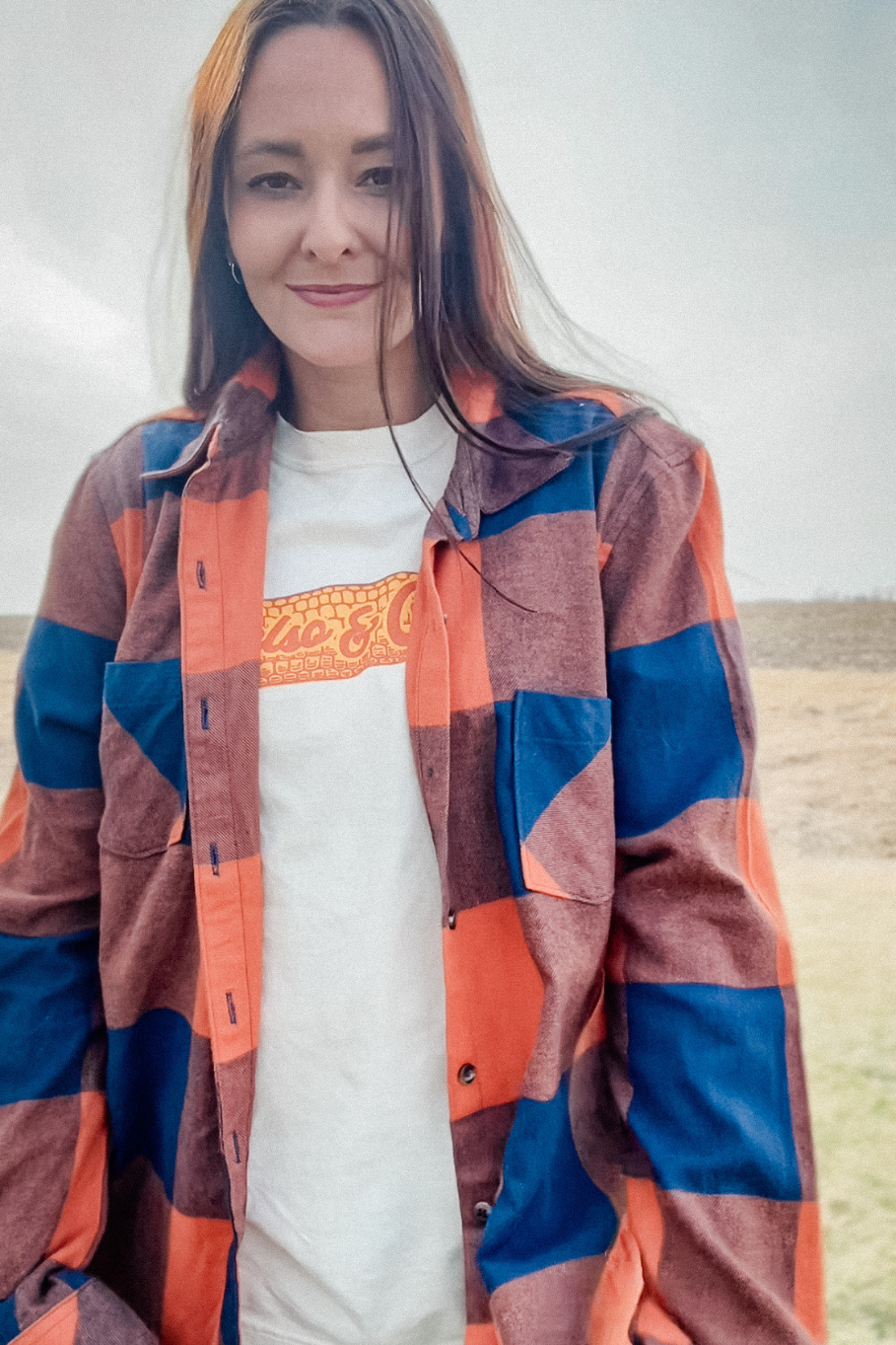 Size L Upcycled Flannel- Hull Bumper Crop - Colchester - Rosebud's Tees