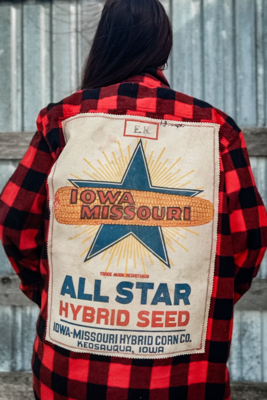 Size XL Upcycled Flannel- Iowa Missouri All Star Seed - Rosebud's Tees