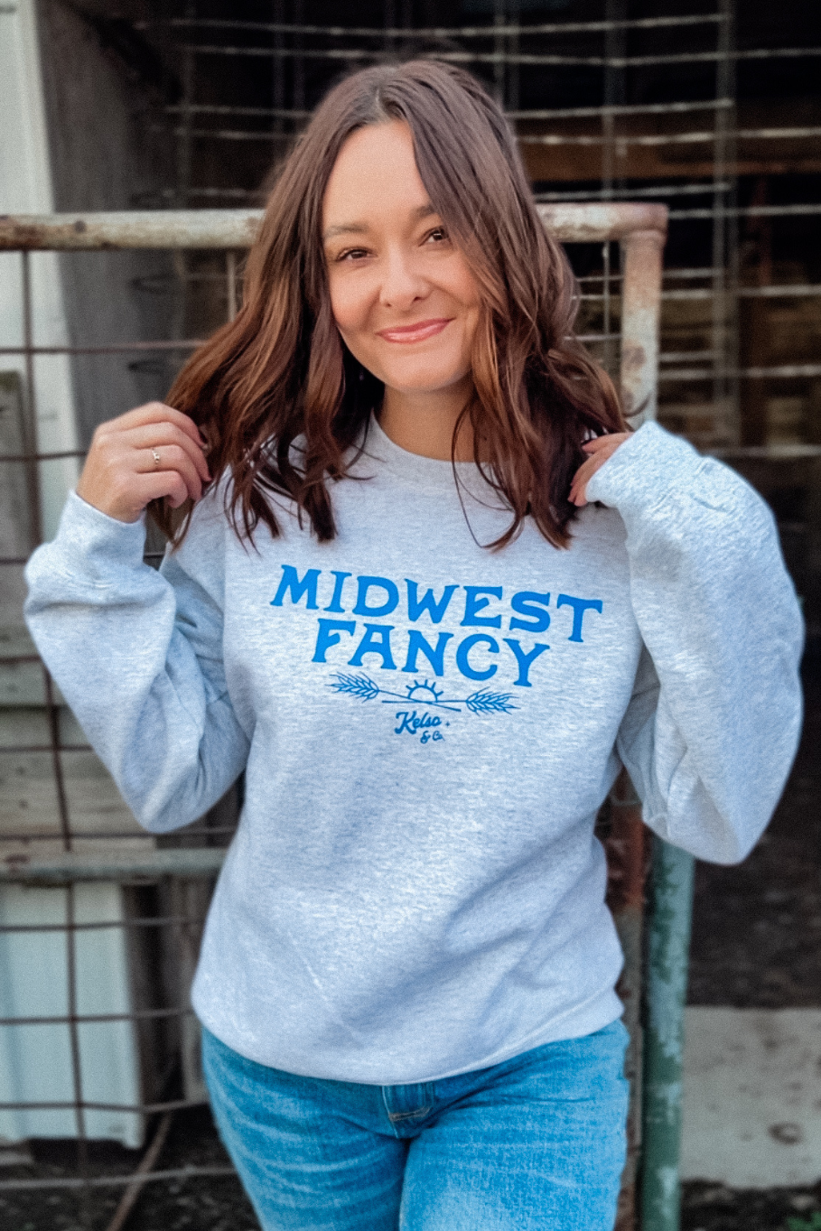 midwest fancy graphic crewneck sweatshirt in ash gray