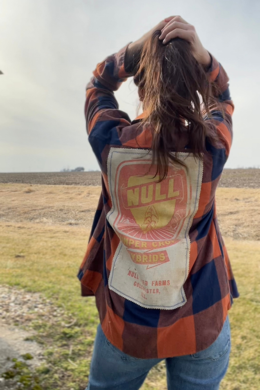 Size L Upcycled Flannel- Hull Bumper Crop - Colchester - Rosebud's Tees