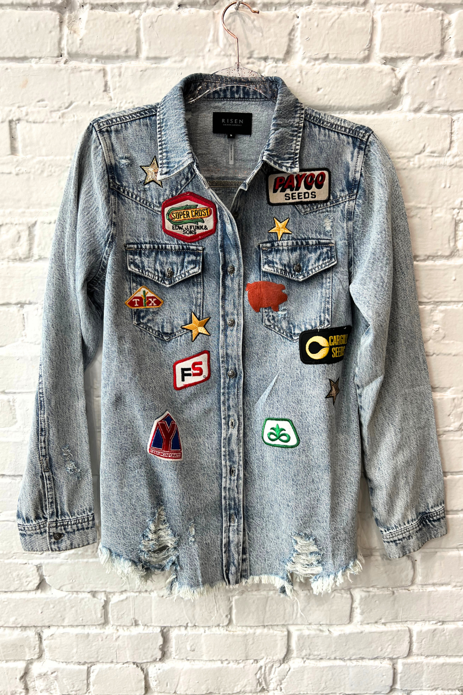 Size Small Vintage Ag Decorated Denim Shacket