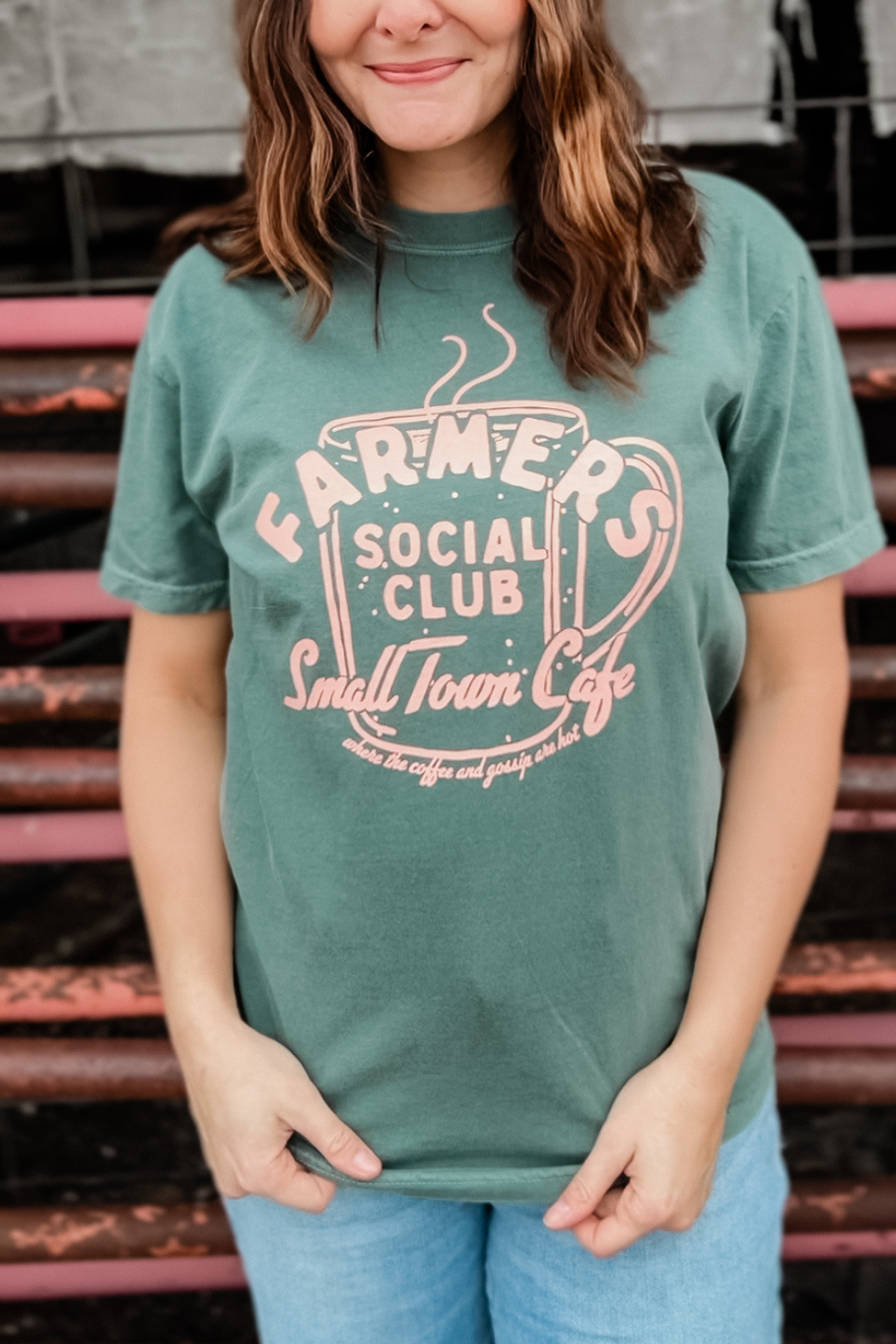 Farmers Social Club Graphic Tee - Blue Spruce Green