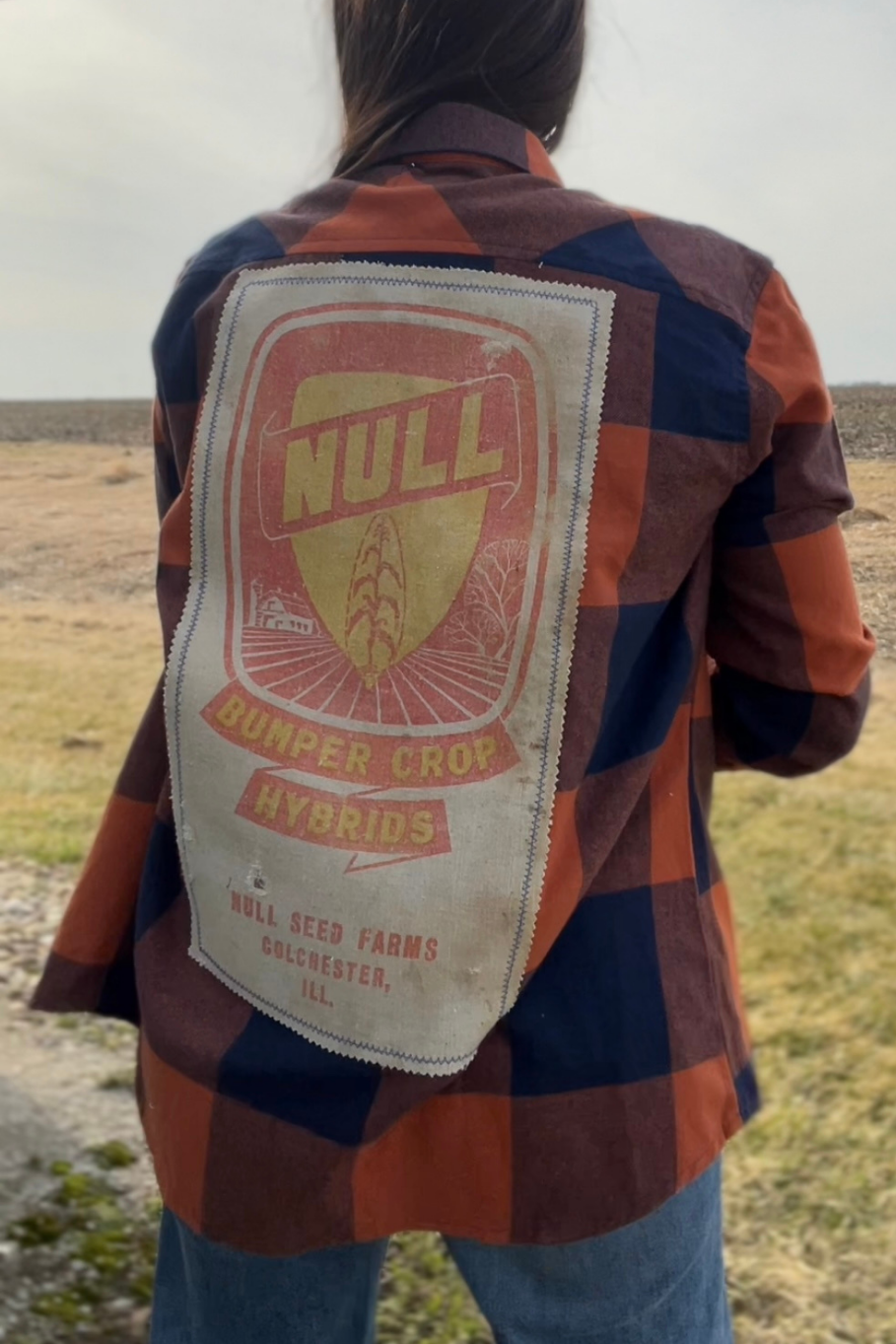 Size L Upcycled Flannel- Hull Bumper Crop - Colchester - Rosebud's Tees