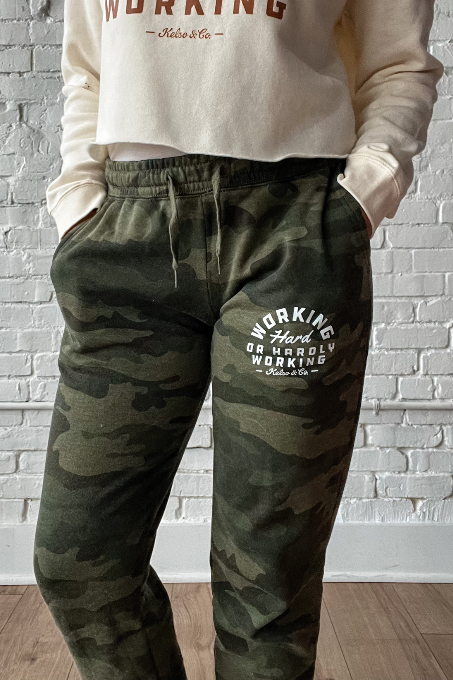 Women's Working Hard or Hardly Working Camo Joggers