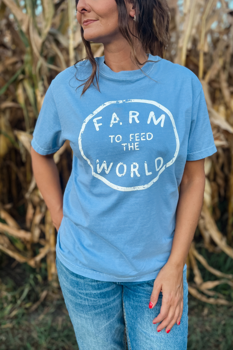 Farm to Feed the World in Washed Denim Blue
