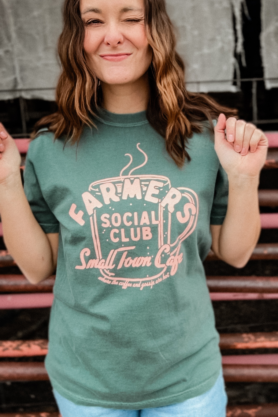 Farmers Social Club Graphic Tee - Blue Spruce Green