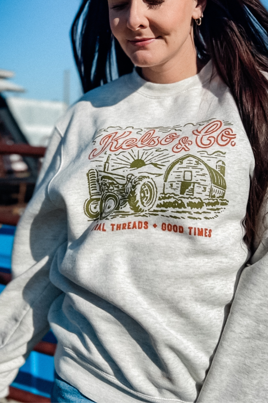 Kelso and Co Tractor And Barn Crewneck - Rosebud&#39;s Tees