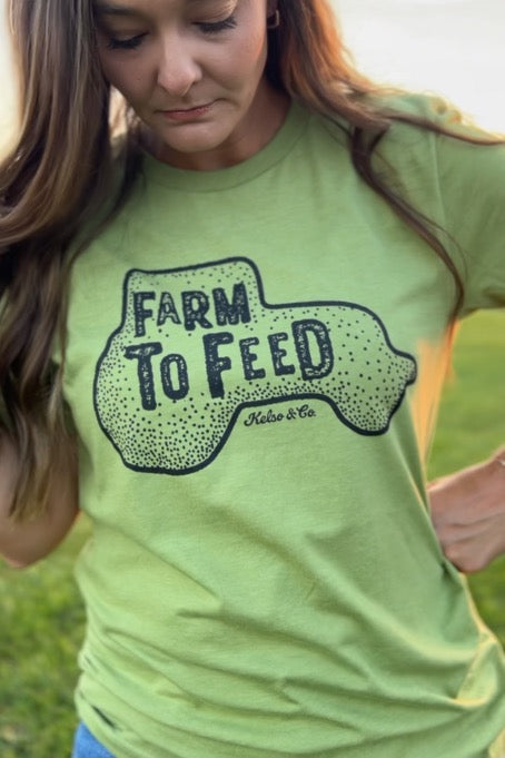 Farm To Feed Graphic Tee in Heather Green