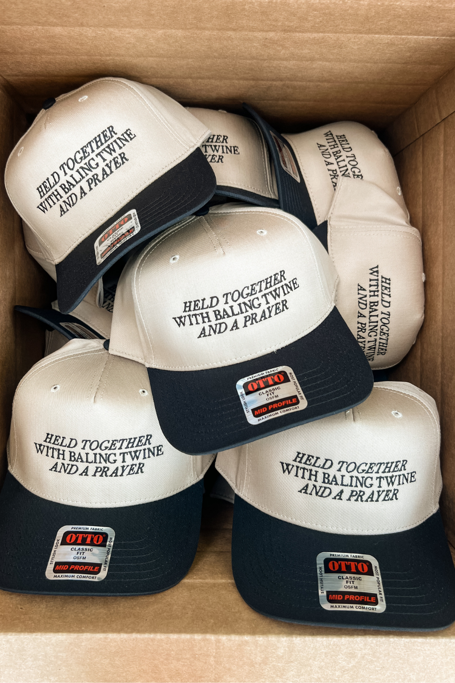 Baling Twine Trucker Hat in Khaki/Black