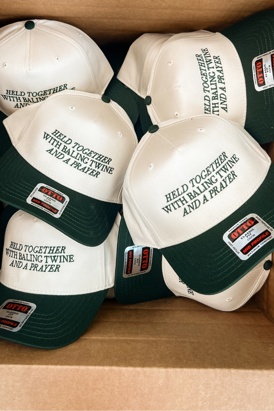 Baling Twine Trucker Hat in Natural/Dark Green