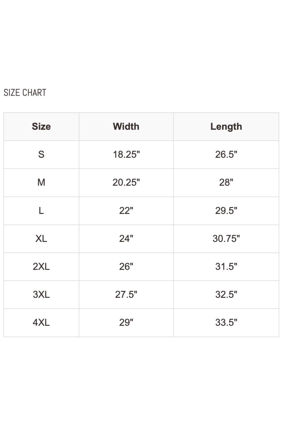 Comfort colors adult size chart