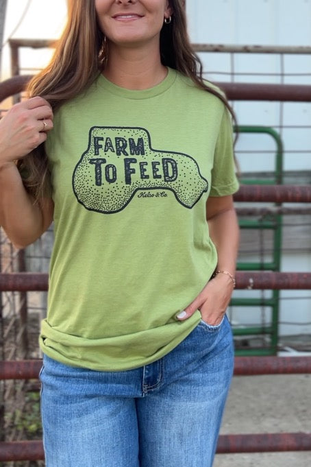 Farm To Feed Graphic Tee in Heather Green