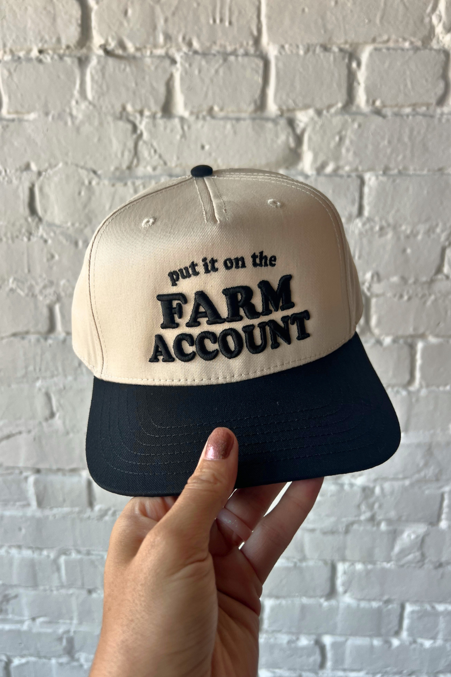 Put It On The Farm Account Trucker Hat in Natural/Black