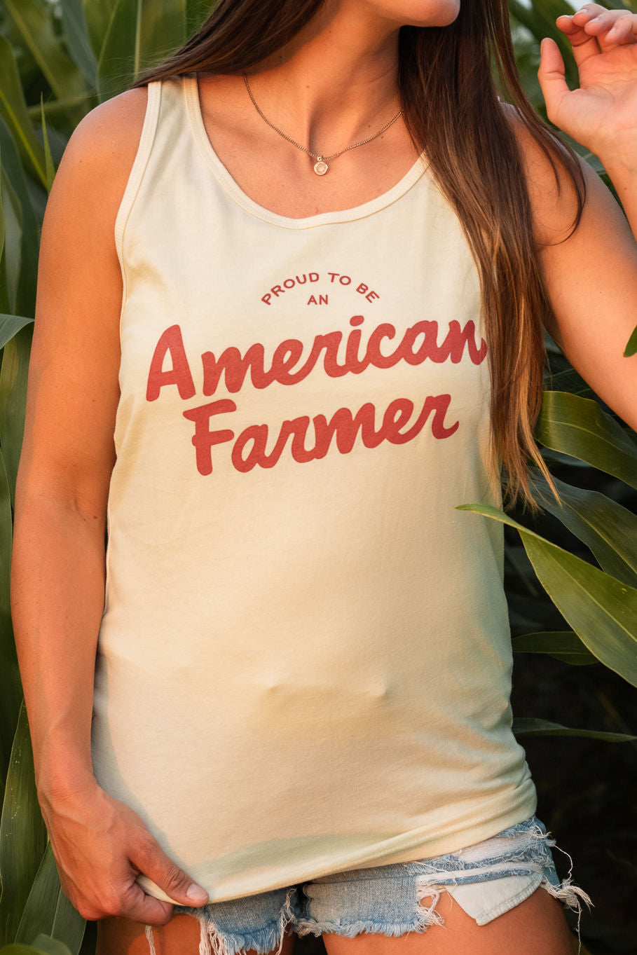 Proud to Be an American Farmer Ivory Tank Top | Sizes S - 2XL - Rosebud&#39;s Tees