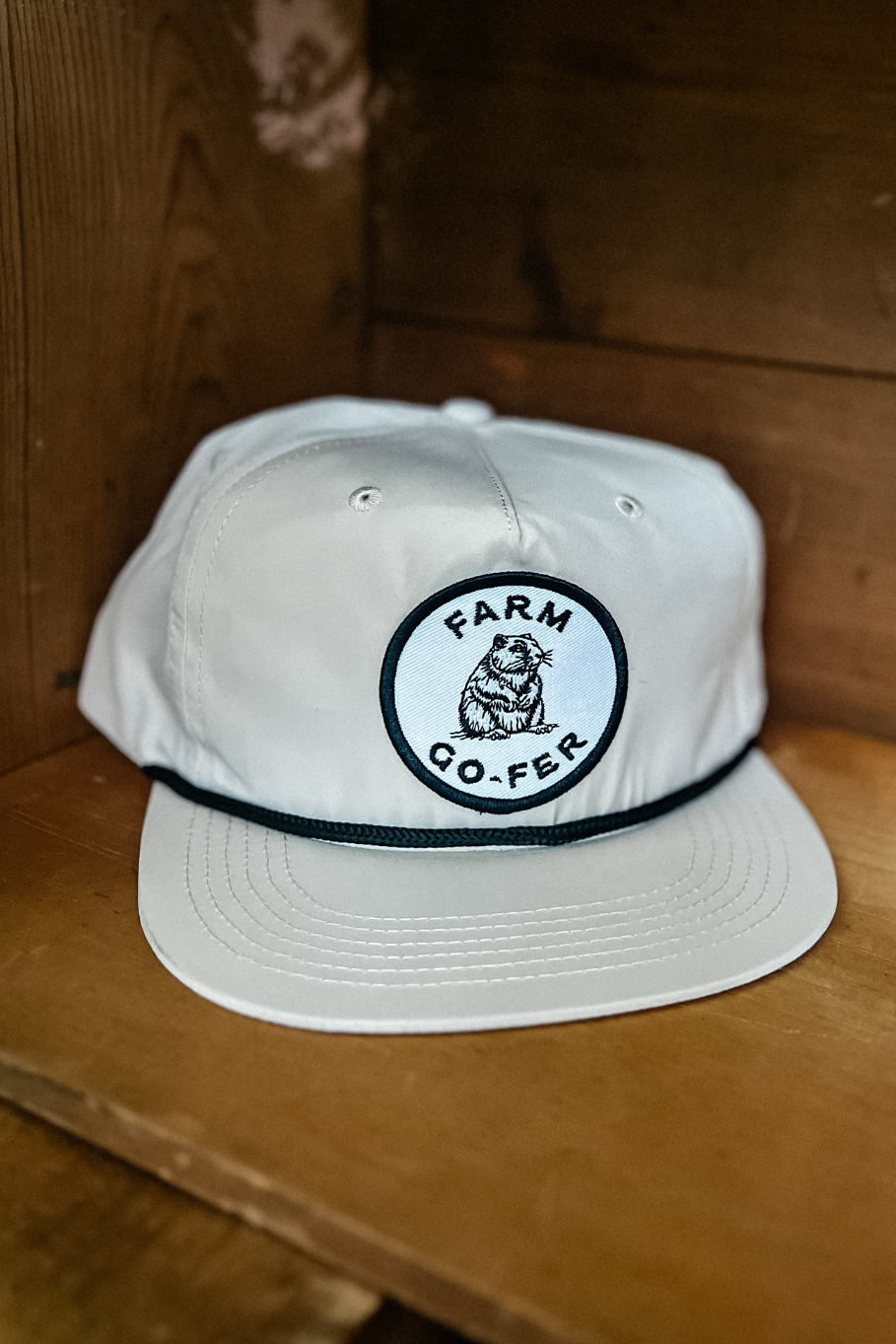 Go-Fer Retro Rope Hat - Cream and White