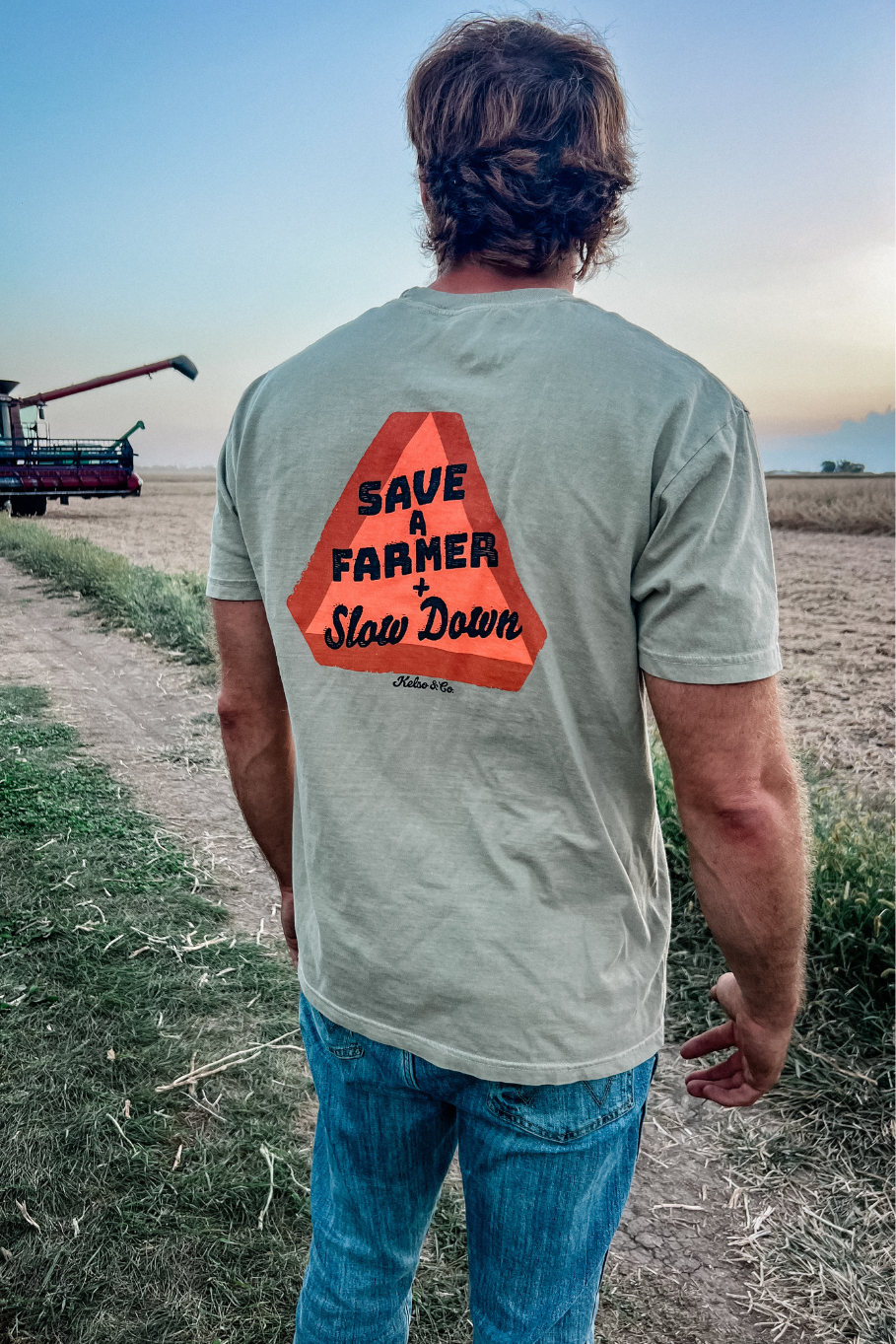 Save a Farmer Graphic Tee in Khaki