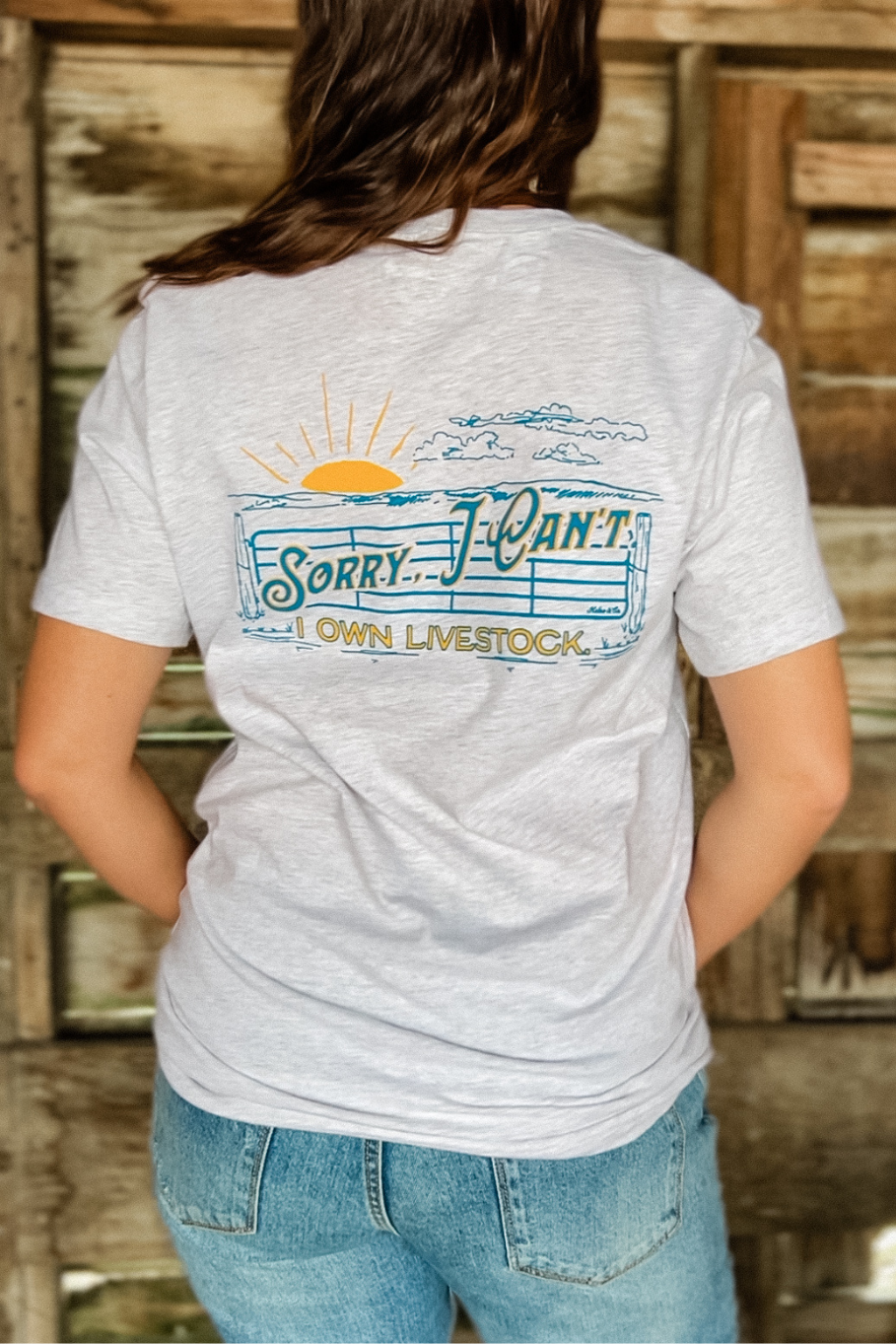 shirt for livestock farmers and ranchers - sorry I can't I own livestock in ash gray