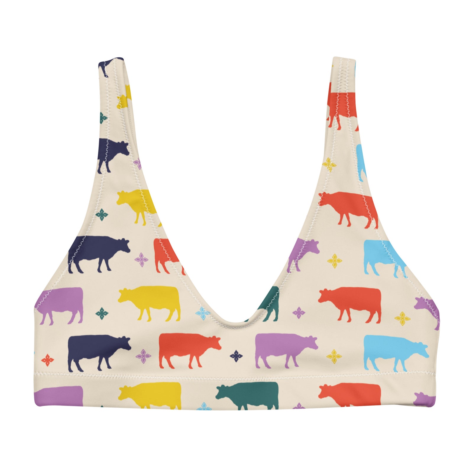 Colorful Cow Bikini Top