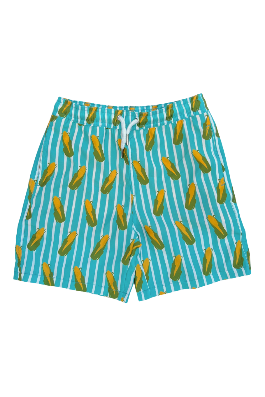 blue stripe corn boy swim trunks