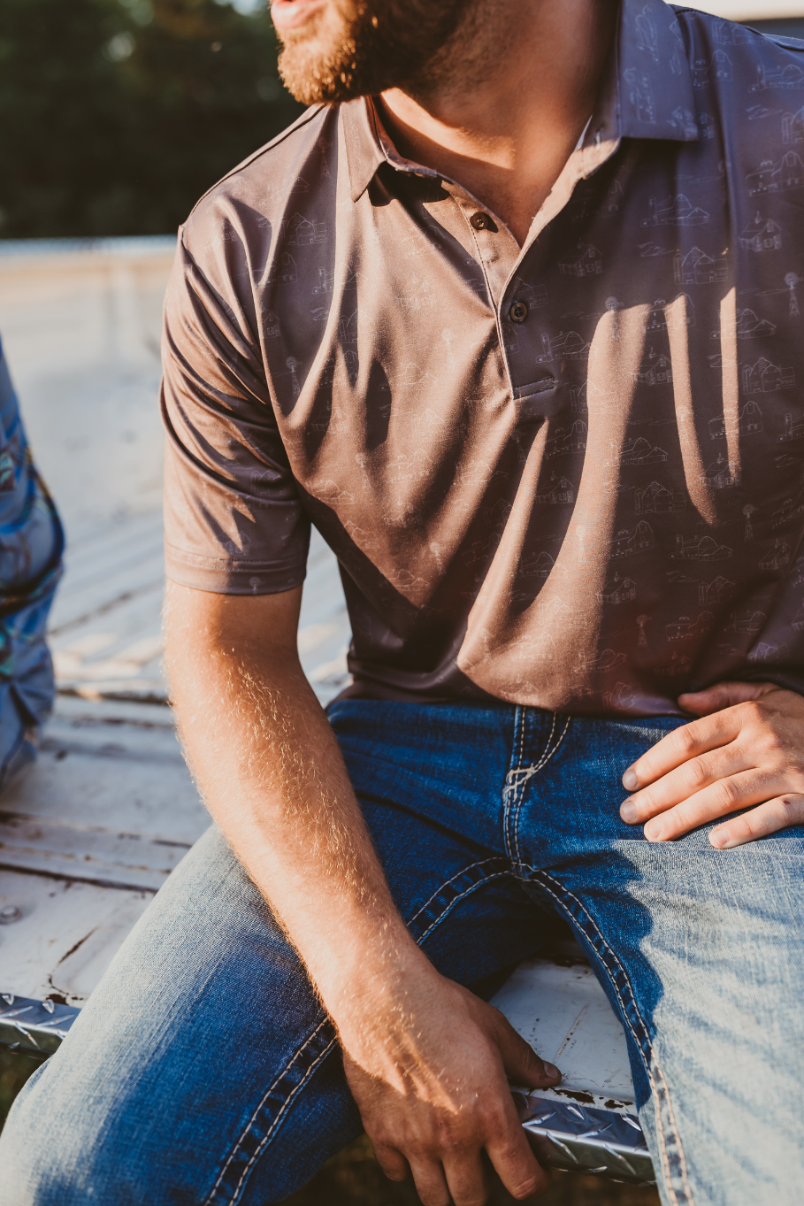 barn and windmill mens performance polo in brown