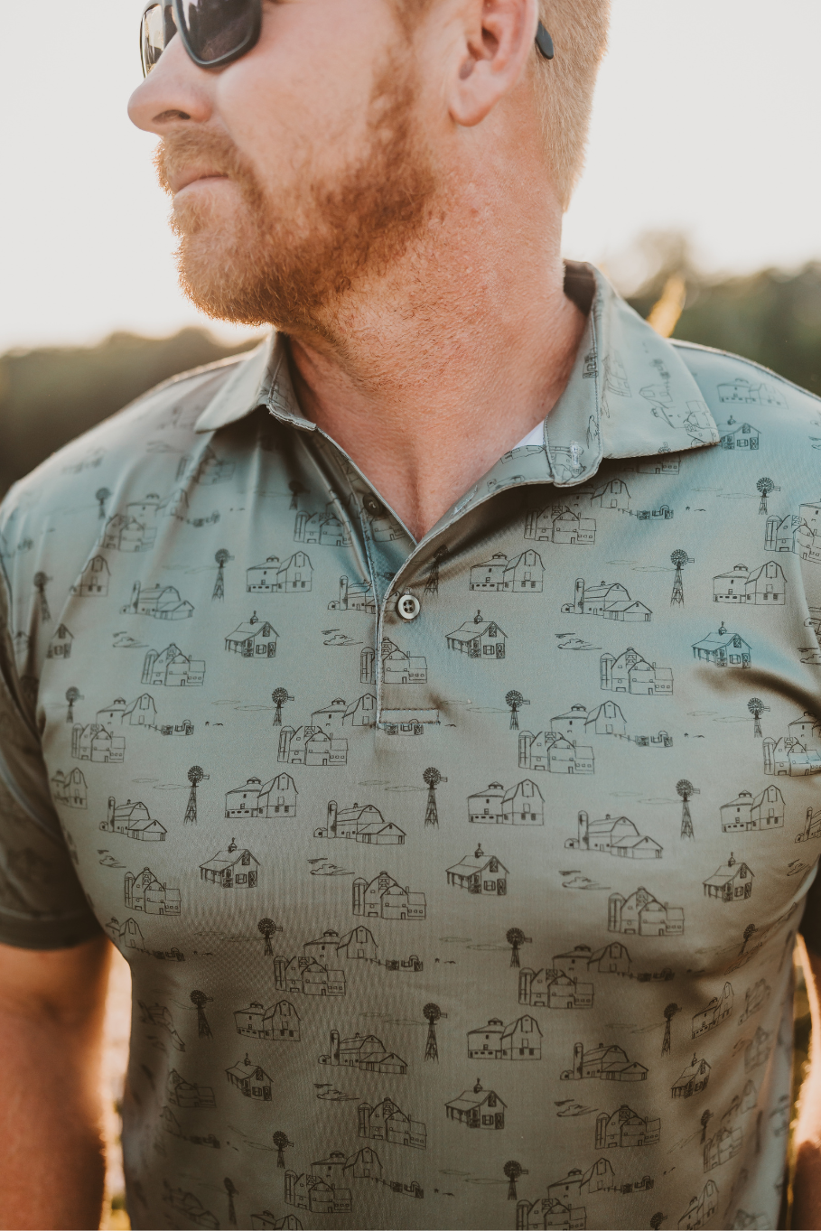 barn and windmill mens farm polo green